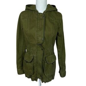 Abercrombie & Fitch Jacket Women’s Small Green Utility Military Hooded Full Zip